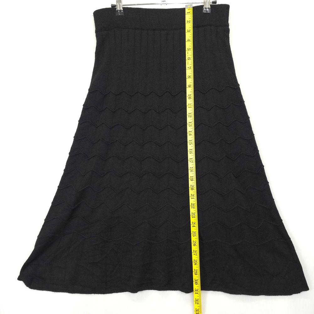 Lapis Black Knit Skirt Women L Long A-Line Wool Blend Chevron Lined Modest - Picture 3 of 11